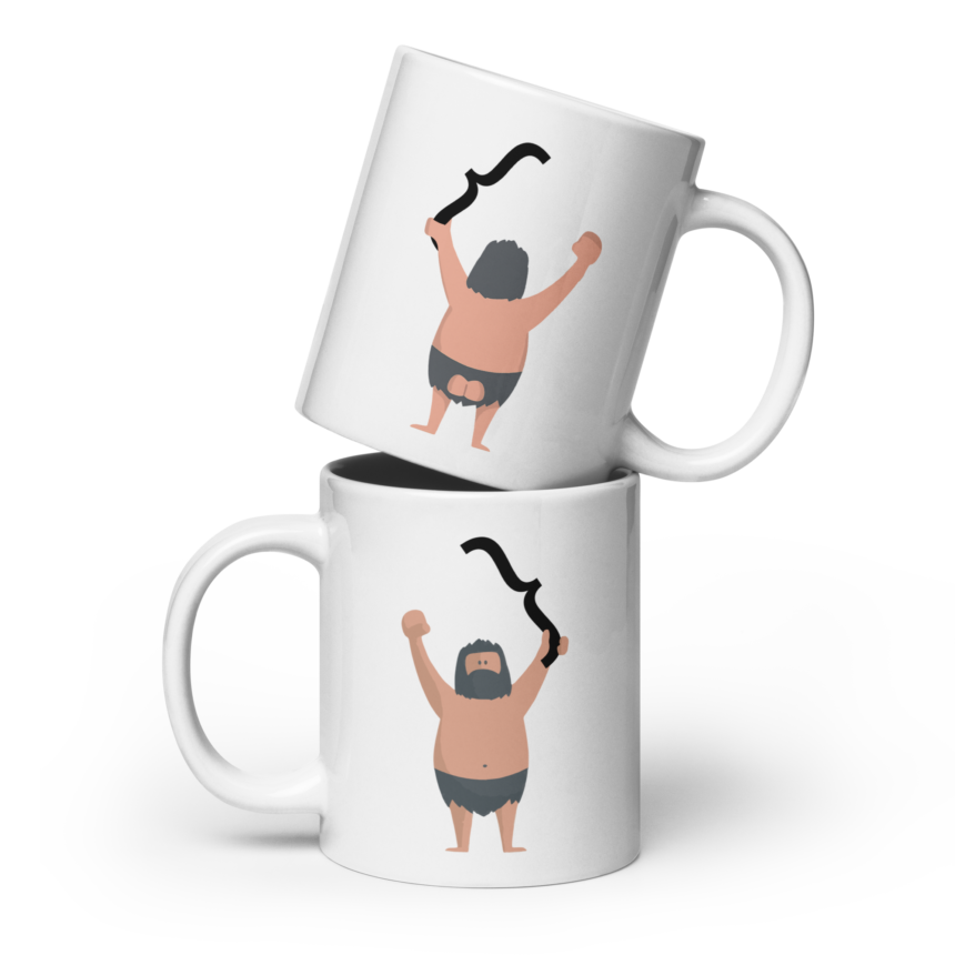 Curly Brace Cave Man Coffee Mug
